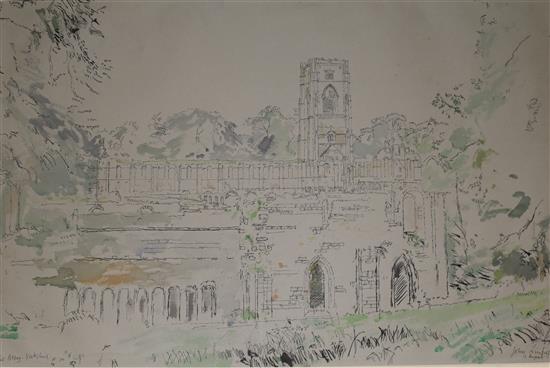 John Linfield Fountains Abbey, 12 x 18in unframed